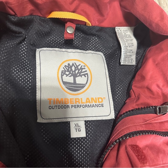 Timberland Athletic Parka Jacket Size XL Red Full Zip Windbreaker Winter Warm - Picture 3 of 4